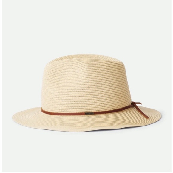 Brixton Wesley Braided Toyo Straw Fedora New Women’s Size Small Beige Brown Trim main image 7
